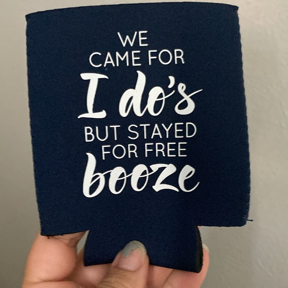 Navy Blue Drink Sleeve with Fun Quote